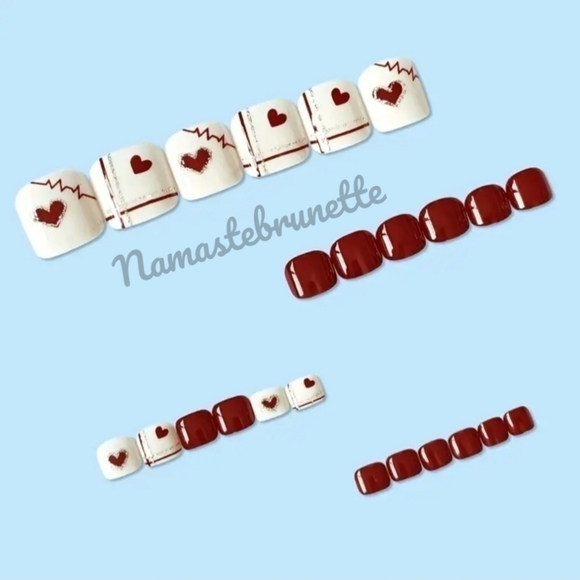 2/$16 Red Hearts To Press On Toenails - Picture 6 of 17